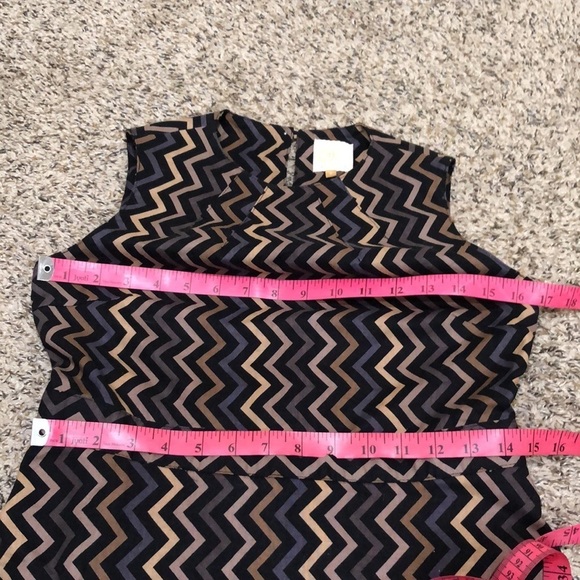 Atelier New York Dress Size 4 Black Brown Zigzag Chevron - Picture 10 of 11